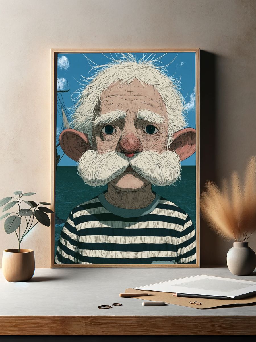 Seafarer Portrait Illustration Poster. — room view 2