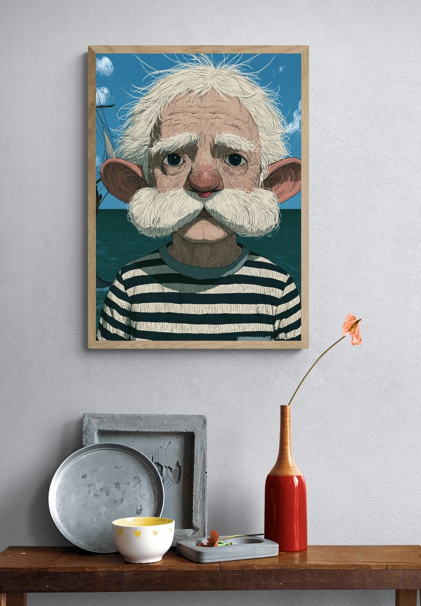 Seafarer Portrait Illustration Poster. — room view 3