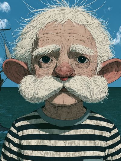 Seafarer Portrait Illustration Poster. poster