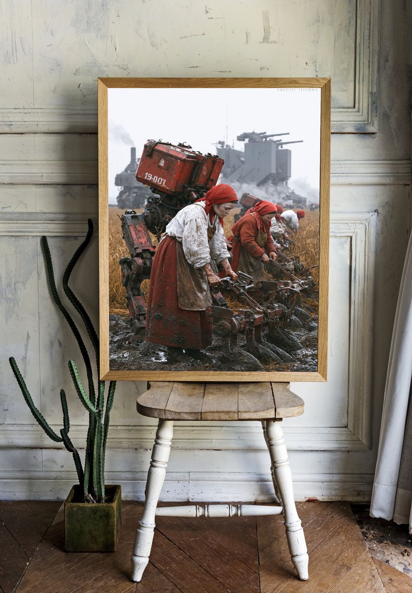 Mecha Harvest Field Poster. room preview