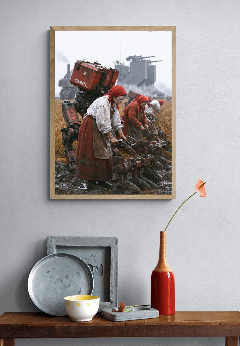 Mecha Harvest Field Poster. — room view 3