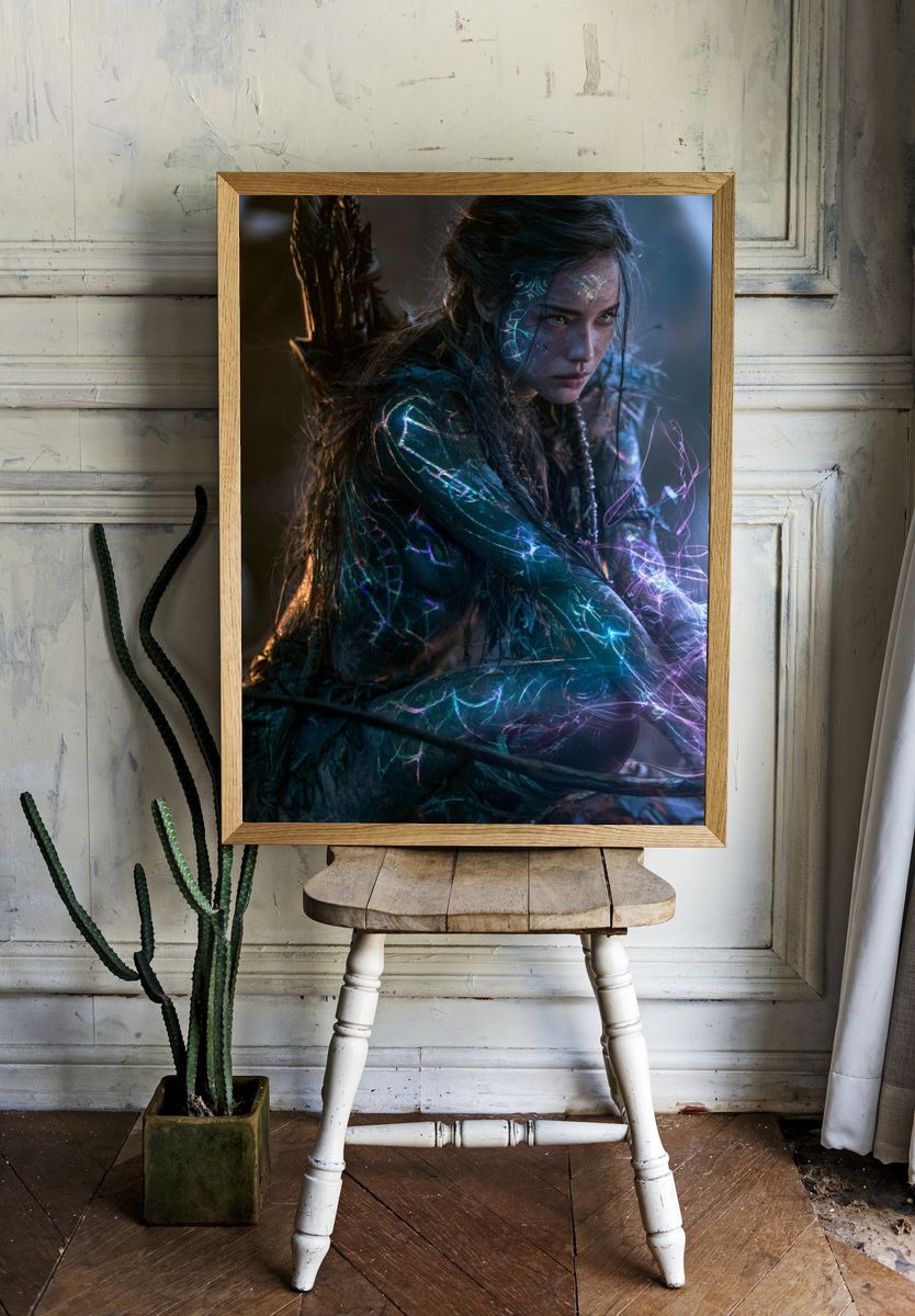 Mystic Forest Warrior Portrait Print. — room view 1
