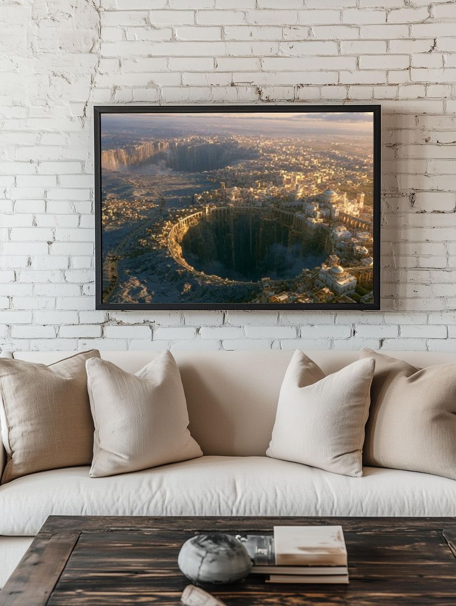 Fantasy City Crater Landscape Print. — room view 1