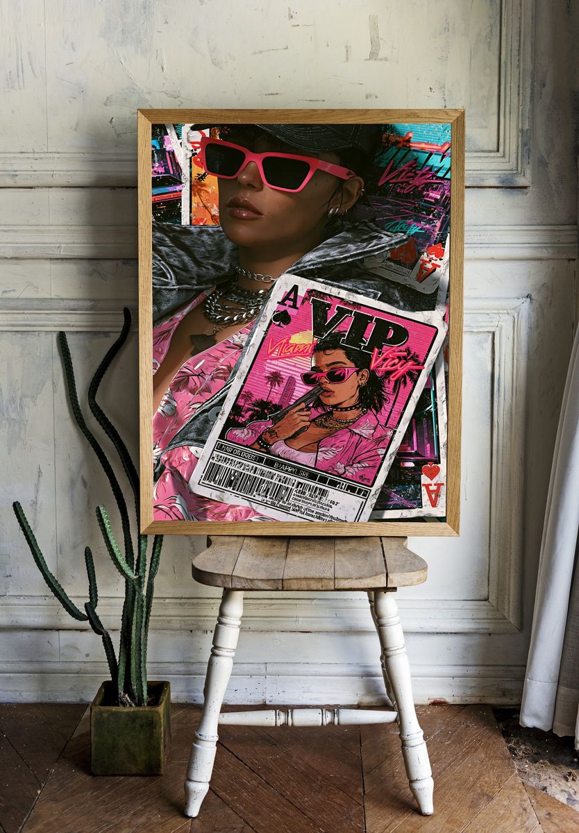 Neon Vice Portrait Poster. — room view 1