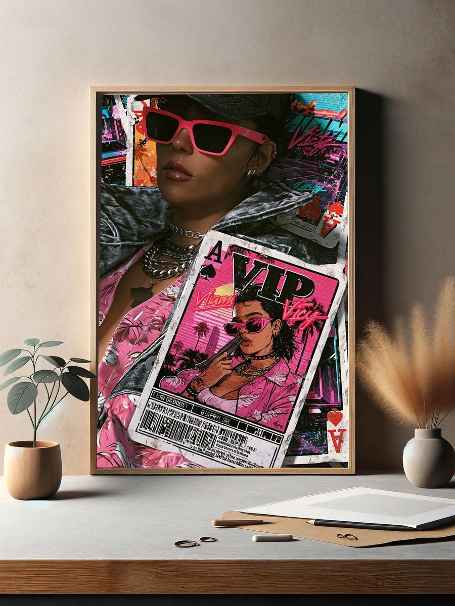 Neon Vice Portrait Poster. — room view 2