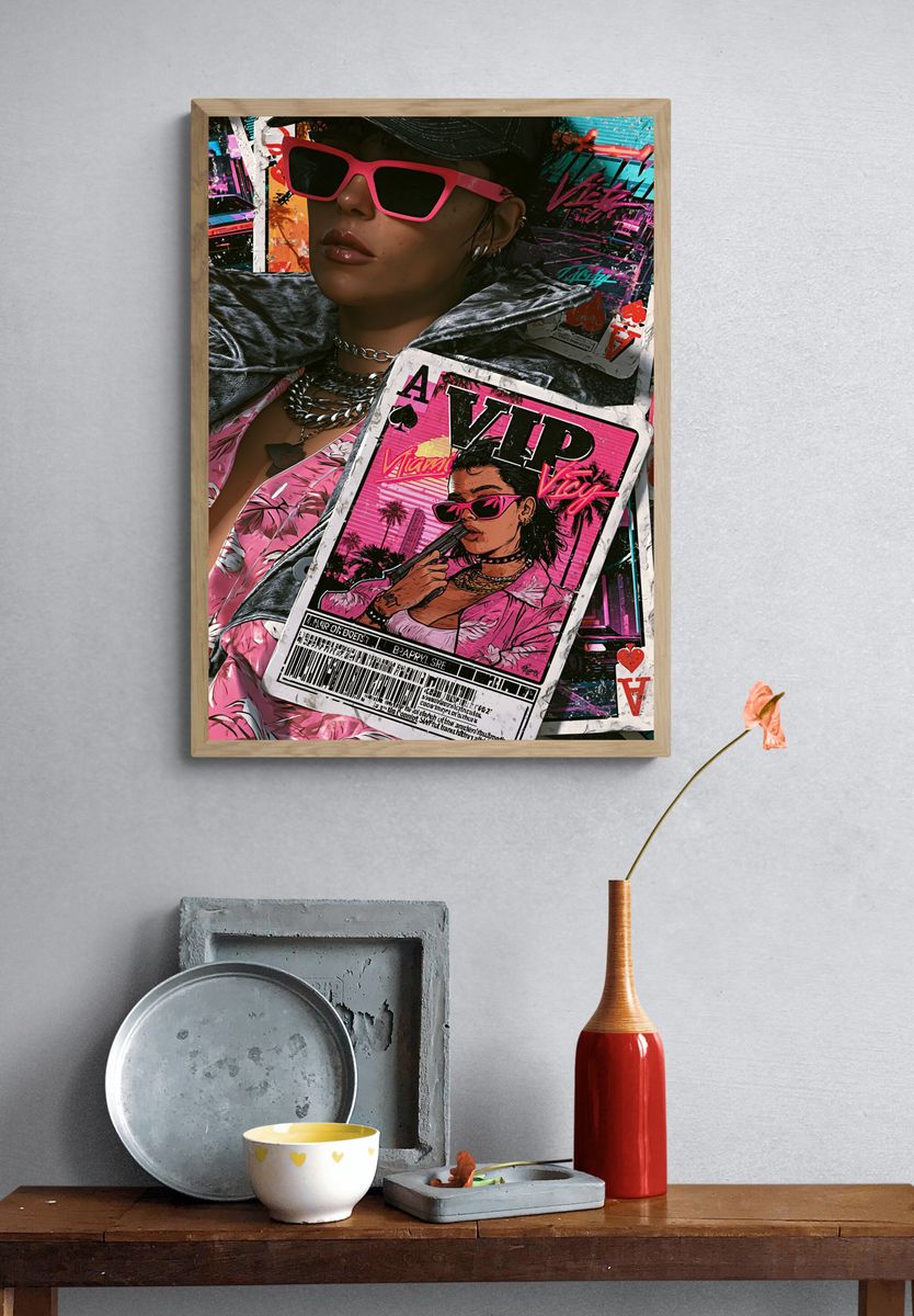Neon Vice Portrait Poster. — room view 3