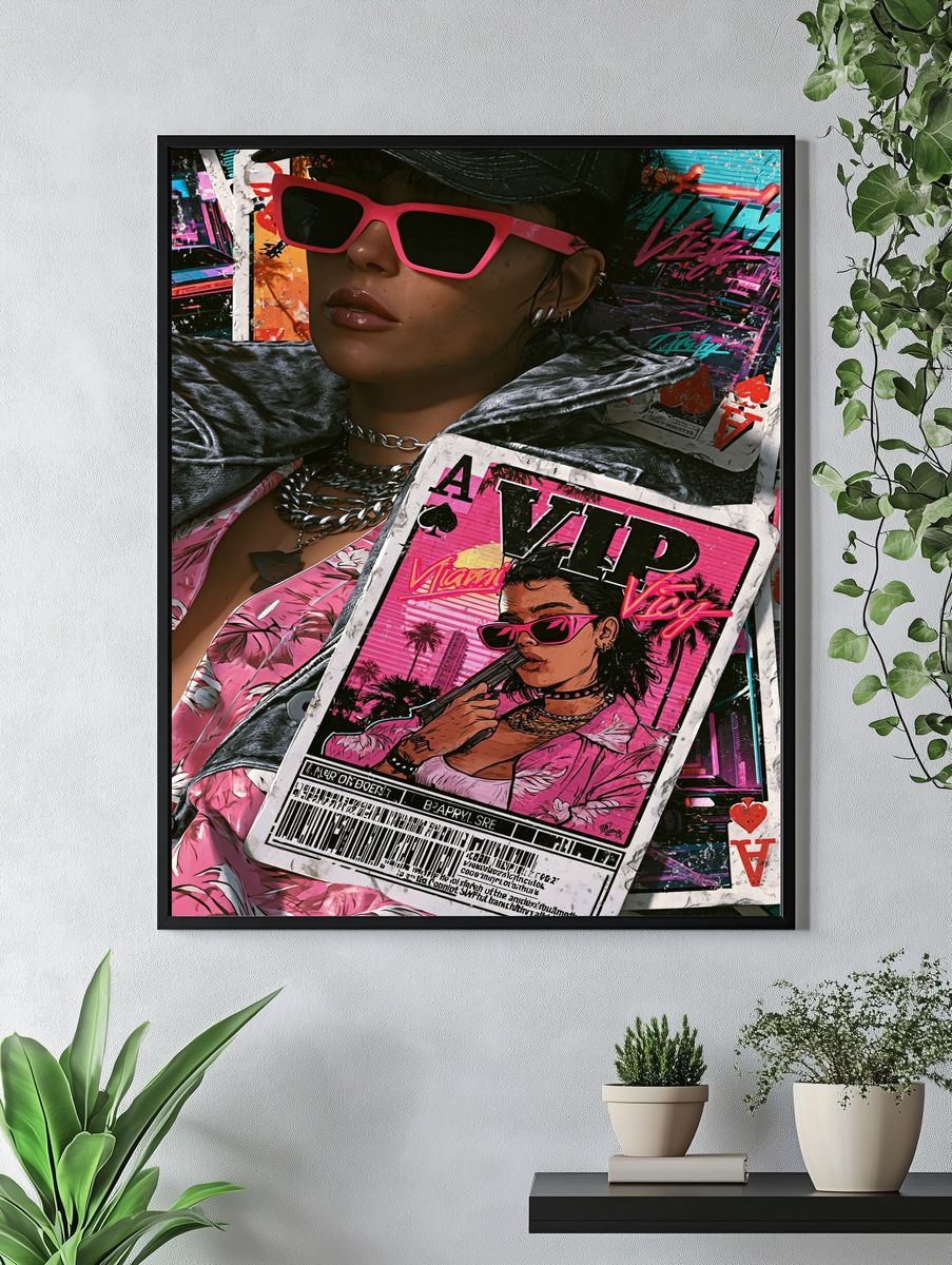 Neon Vice Portrait Poster. — room view 4