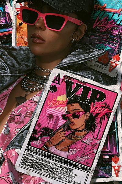 Neon Vice Portrait Poster. poster