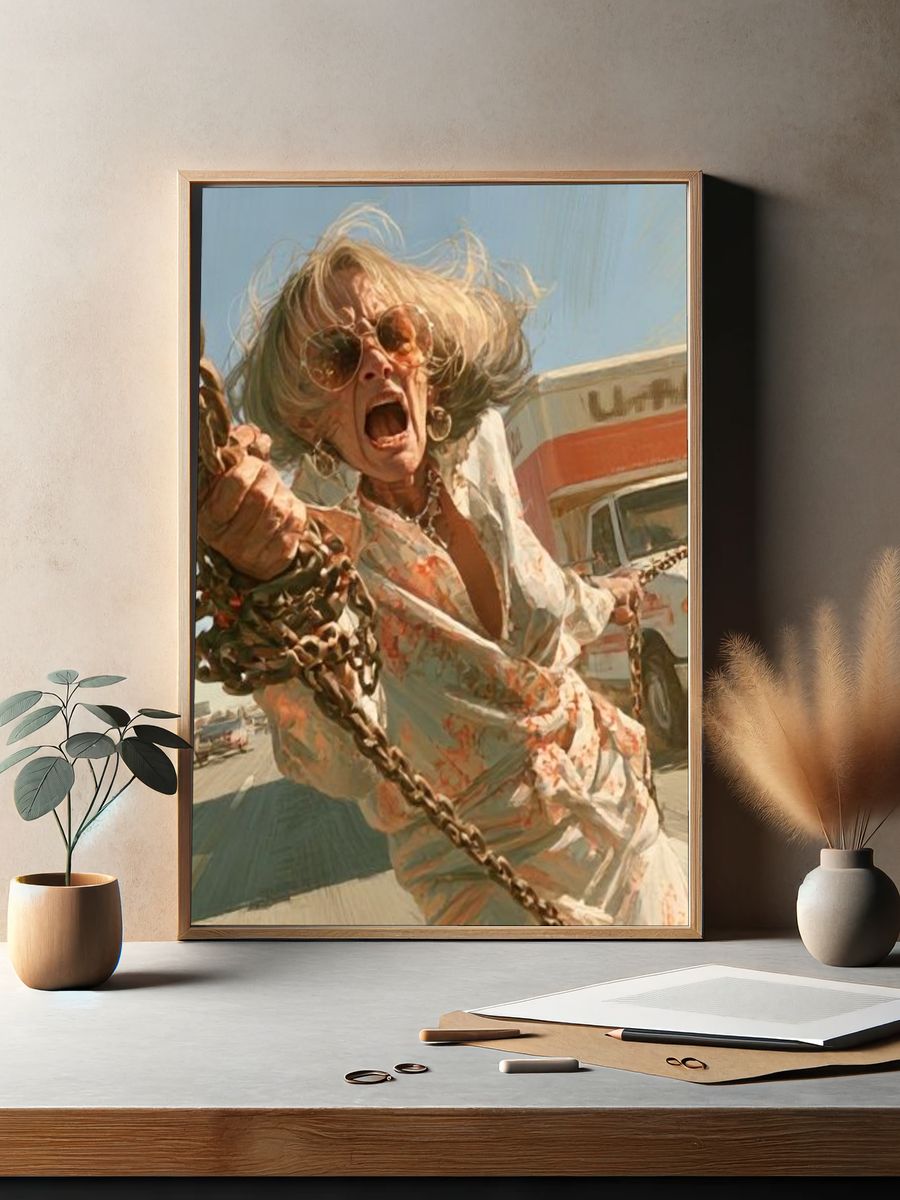 Screaming Woman Chase Scene Poster. — room view 2