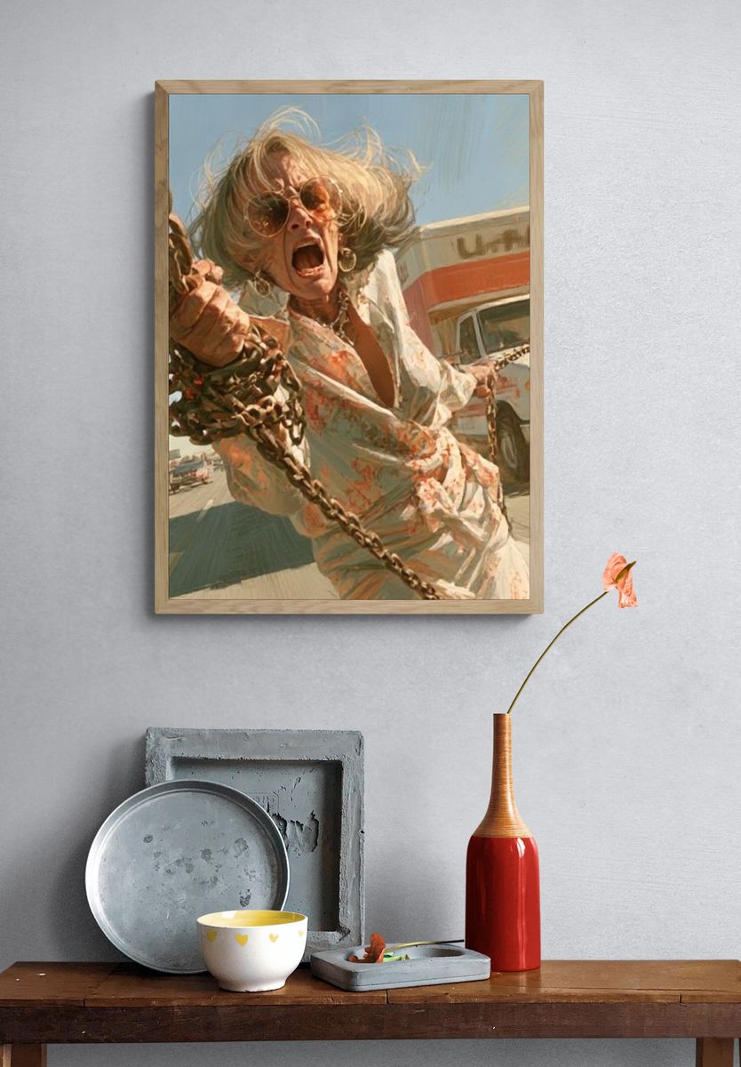 Screaming Woman Chase Scene Poster. — room view 3