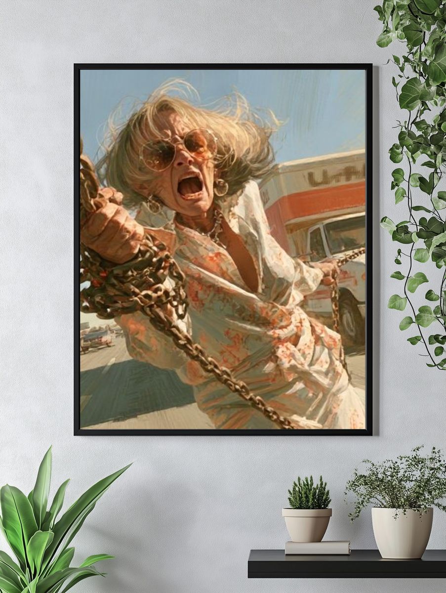 Screaming Woman Chase Scene Poster. — room view 4