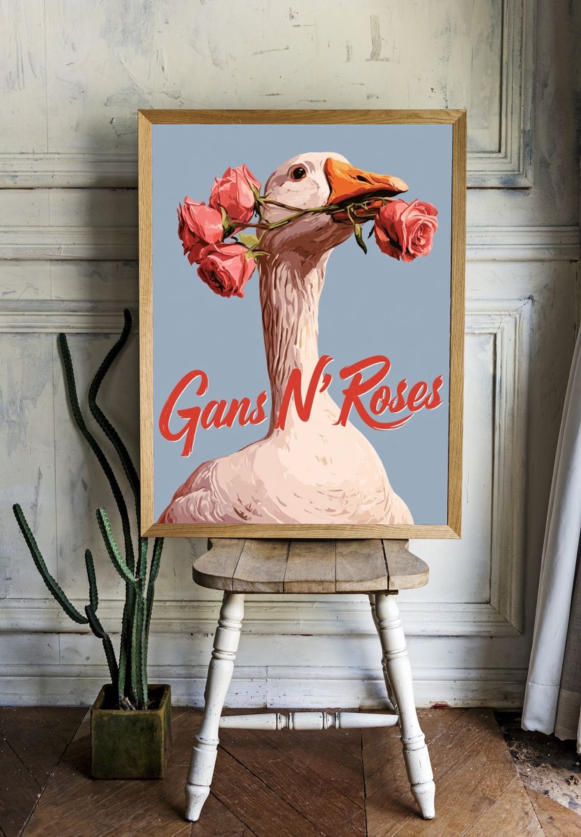 Gans N' Roses Typography Poster. room preview