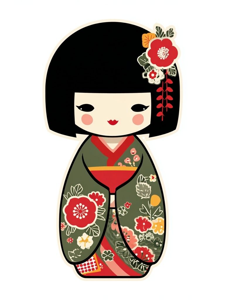 Kokeshi Doll Illustration Poster. poster — illustration art