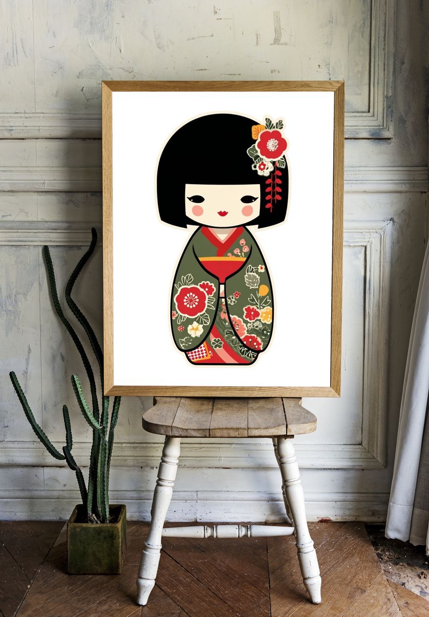 Kokeshi Doll Illustration Poster. room preview