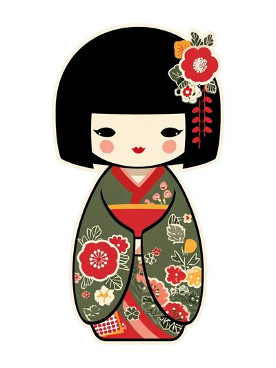 Kokeshi Doll Illustration Poster. poster