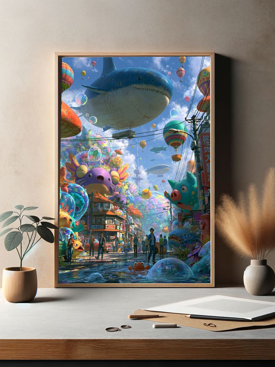 Whimsical Sky City Fantasy Poster. — room view 2