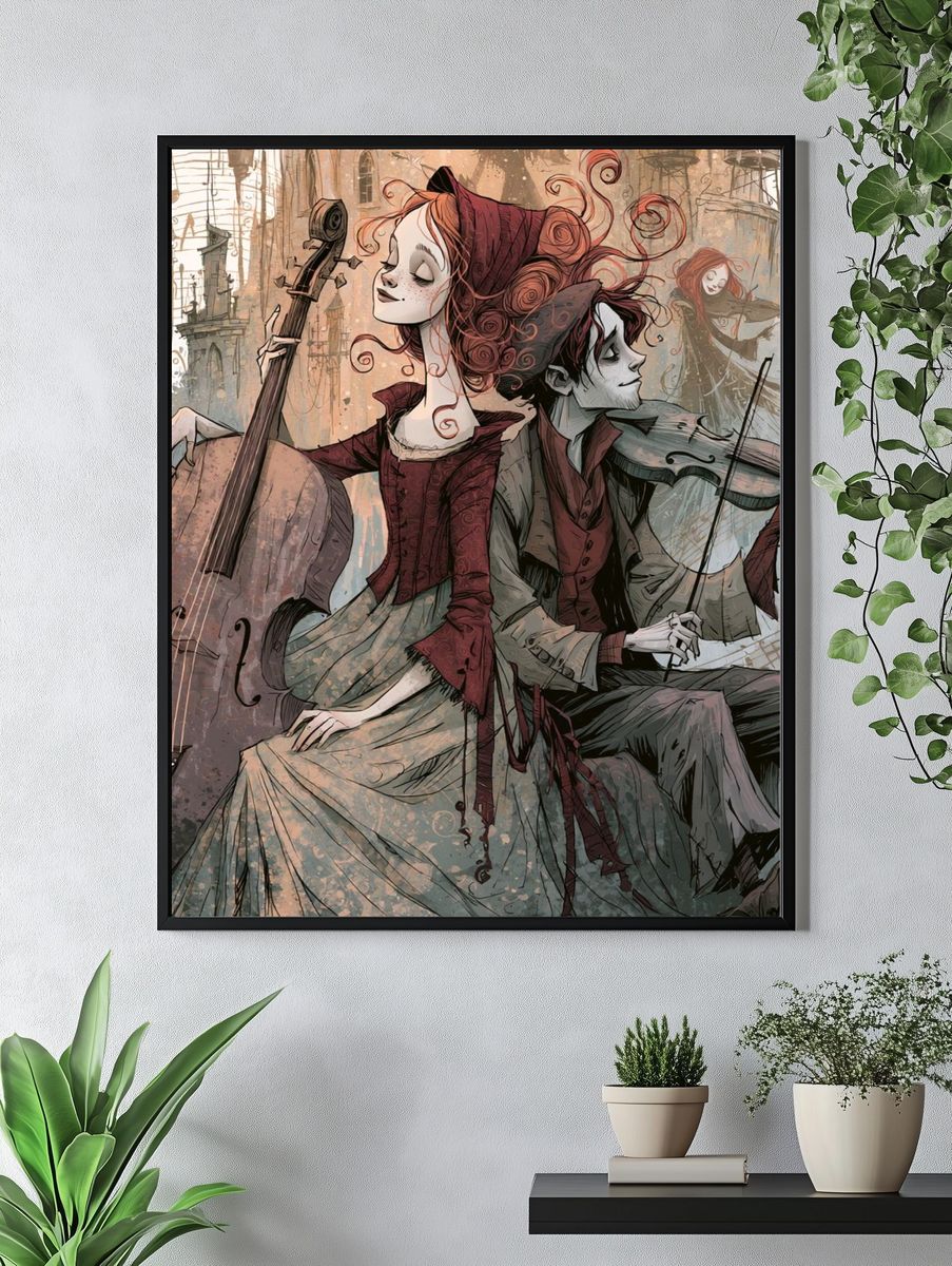Gothic Musicians Illustration Poster. — room view 4