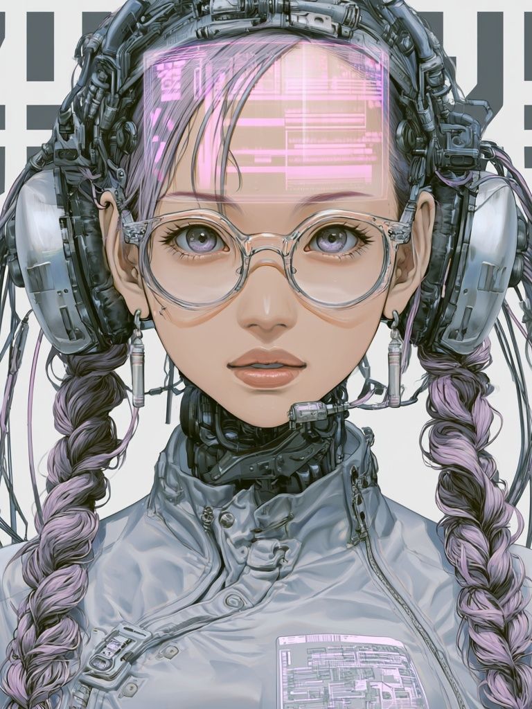 Cyberpunk Girl Portrait Poster. poster — illustration art