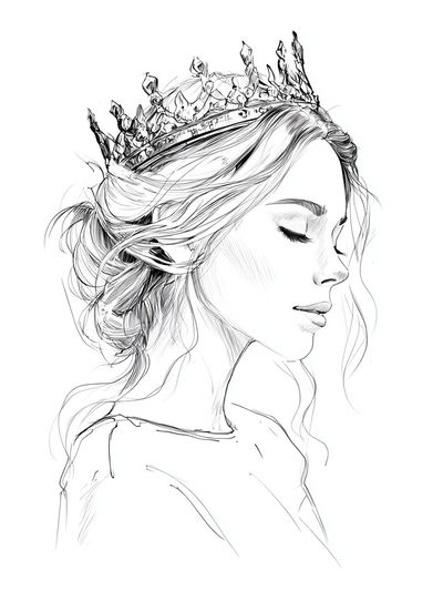 Crowned Woman Line Art Poster. poster