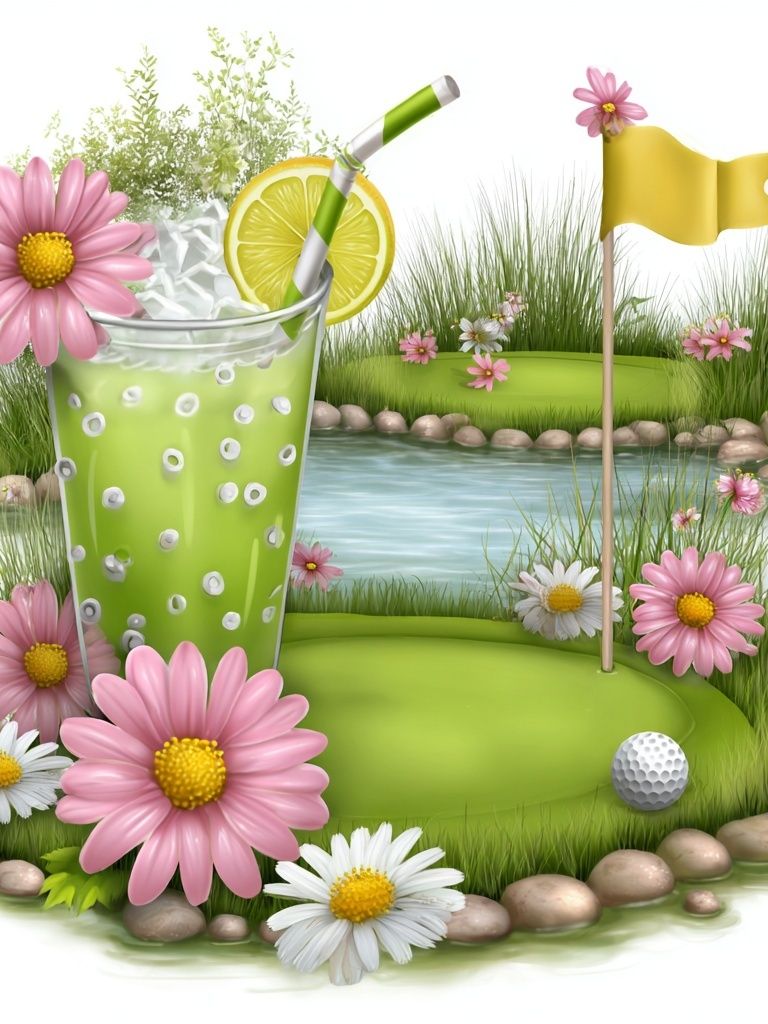 Floral Golf Cocktail Illustration Poster. poster — illustration art