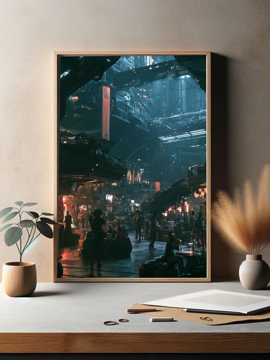 Cyberpunk Night Market Poster. — room view 2