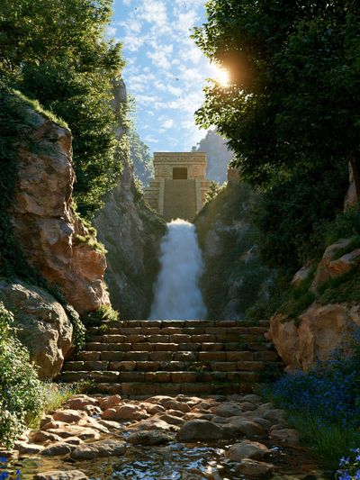 Hidden Temple Waterfall Poster.