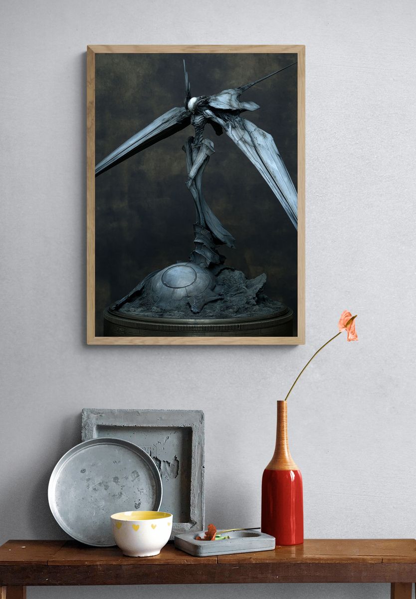 Alien Creature Sculpture Print. — room view 3