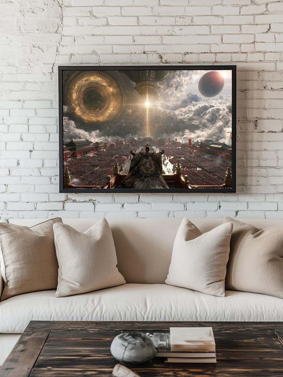 Celestial Imperial City Sci-Fi Poster. room preview