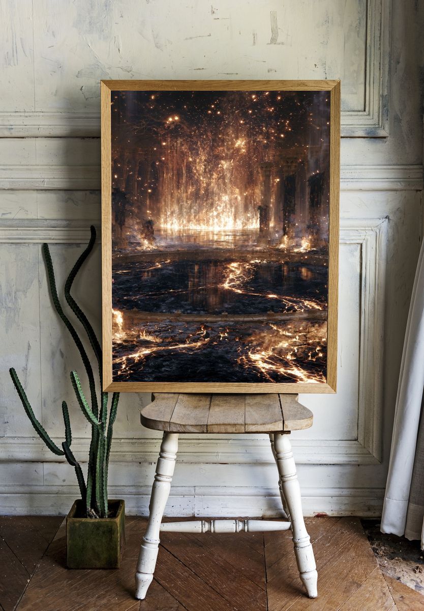 Molten Ruins Fantasy Print. room preview