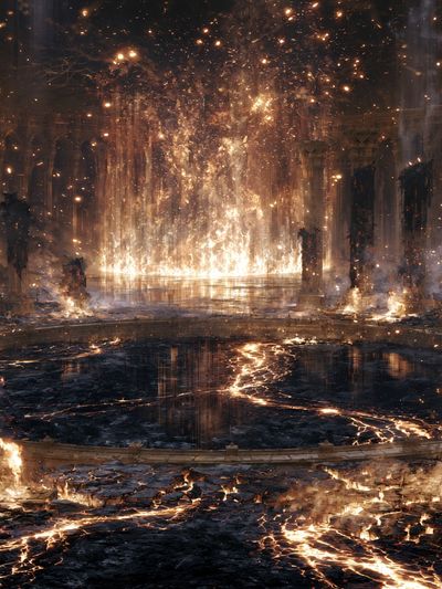 Molten Ruins Fantasy Print. poster