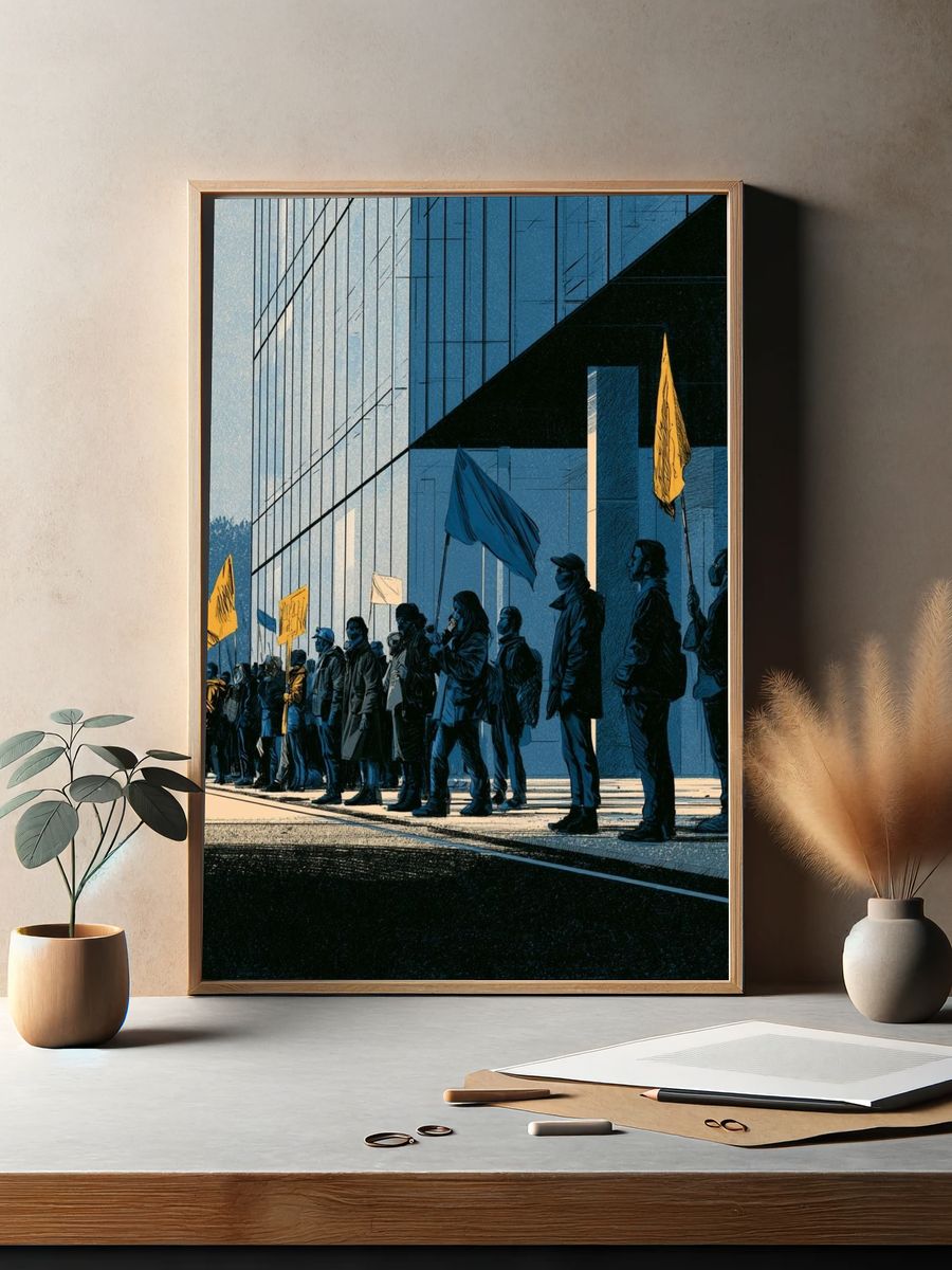 Urban Protest Scene Illustration Poster. — room view 2