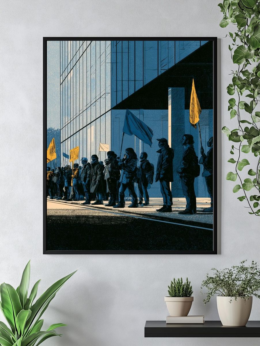 Urban Protest Scene Illustration Poster. — room view 4