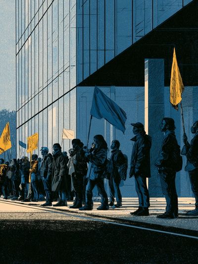 Urban Protest Scene Illustration Poster. poster
