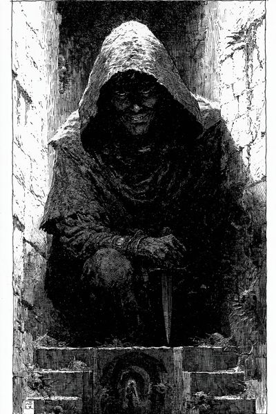 Hooded Figure Gothic Illustration Poster.