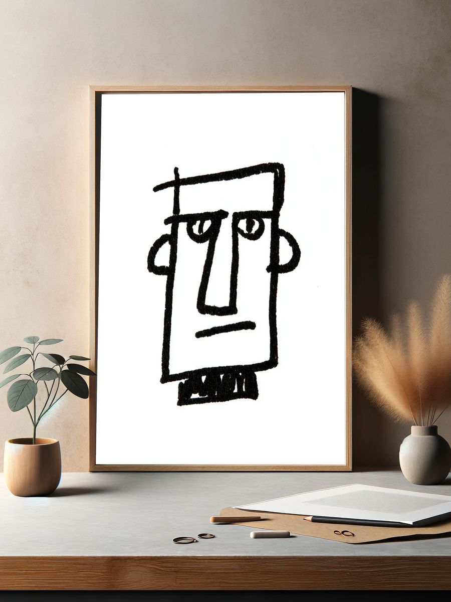 Abstract Face Line Art Poster. — room view 2