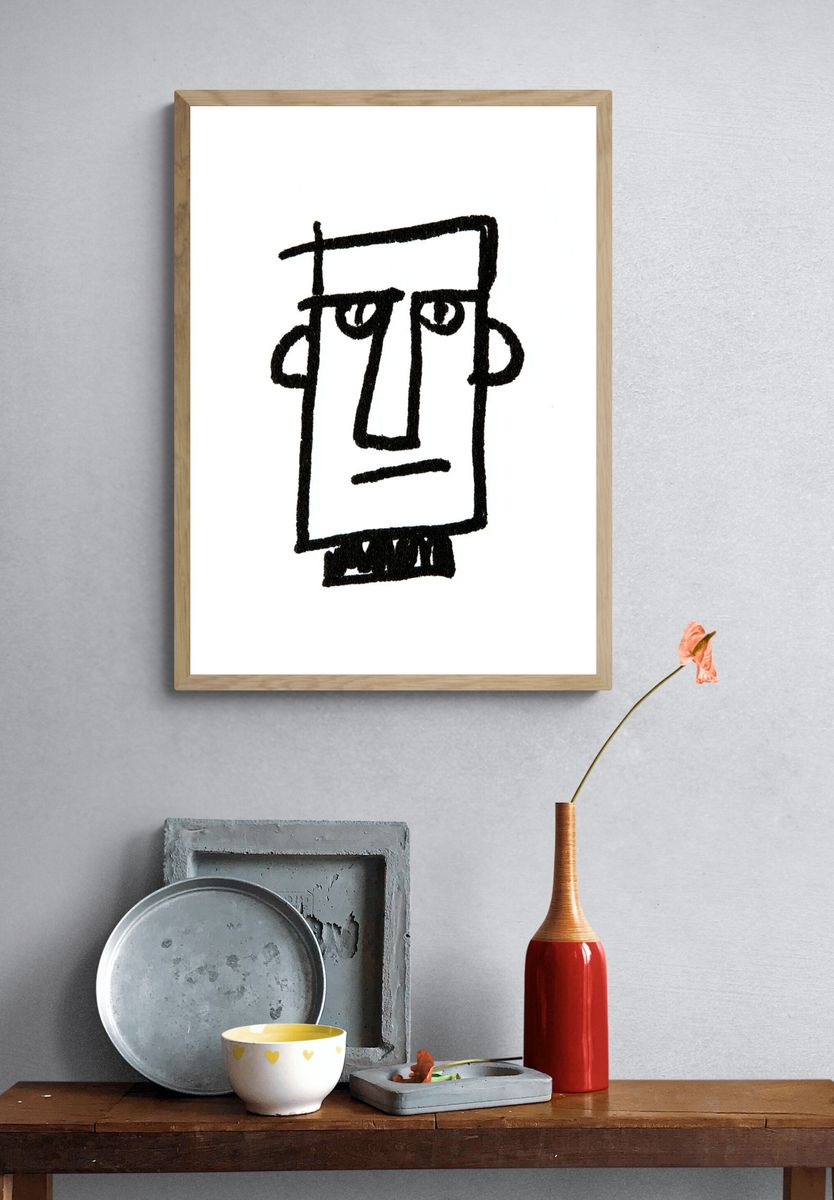 Abstract Face Line Art Poster. — room view 3