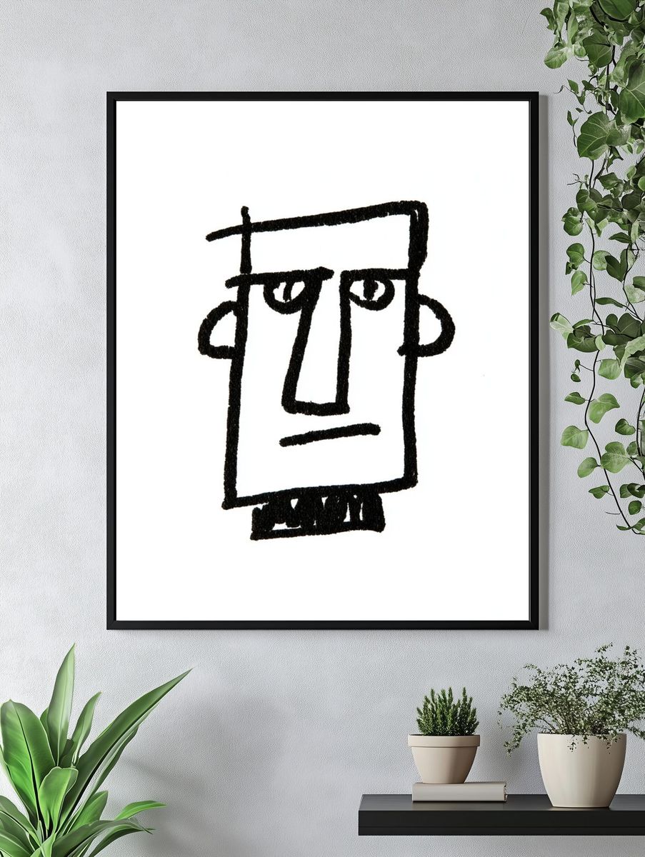 Abstract Face Line Art Poster. — room view 4
