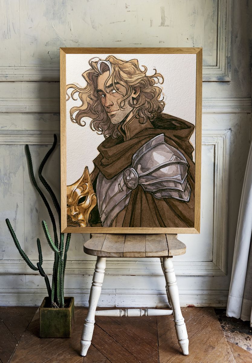 Fantasy Warrior Portrait Print. — room view 1