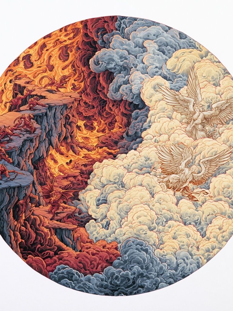 Celestial Inferno and Angels Print. poster detail