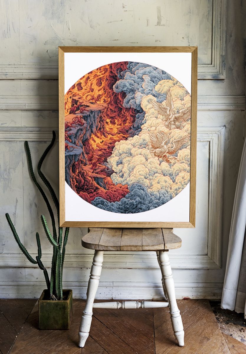 Celestial Inferno and Angels Print. — room view 1
