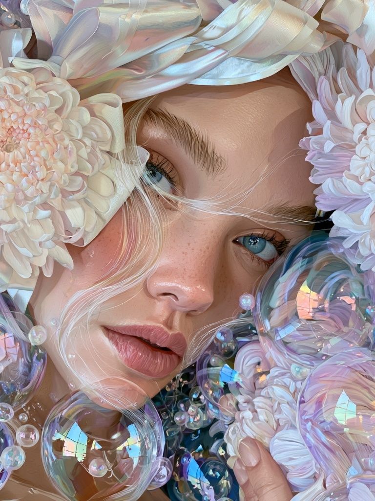 Dreamy Floral Portrait Print. poster detail