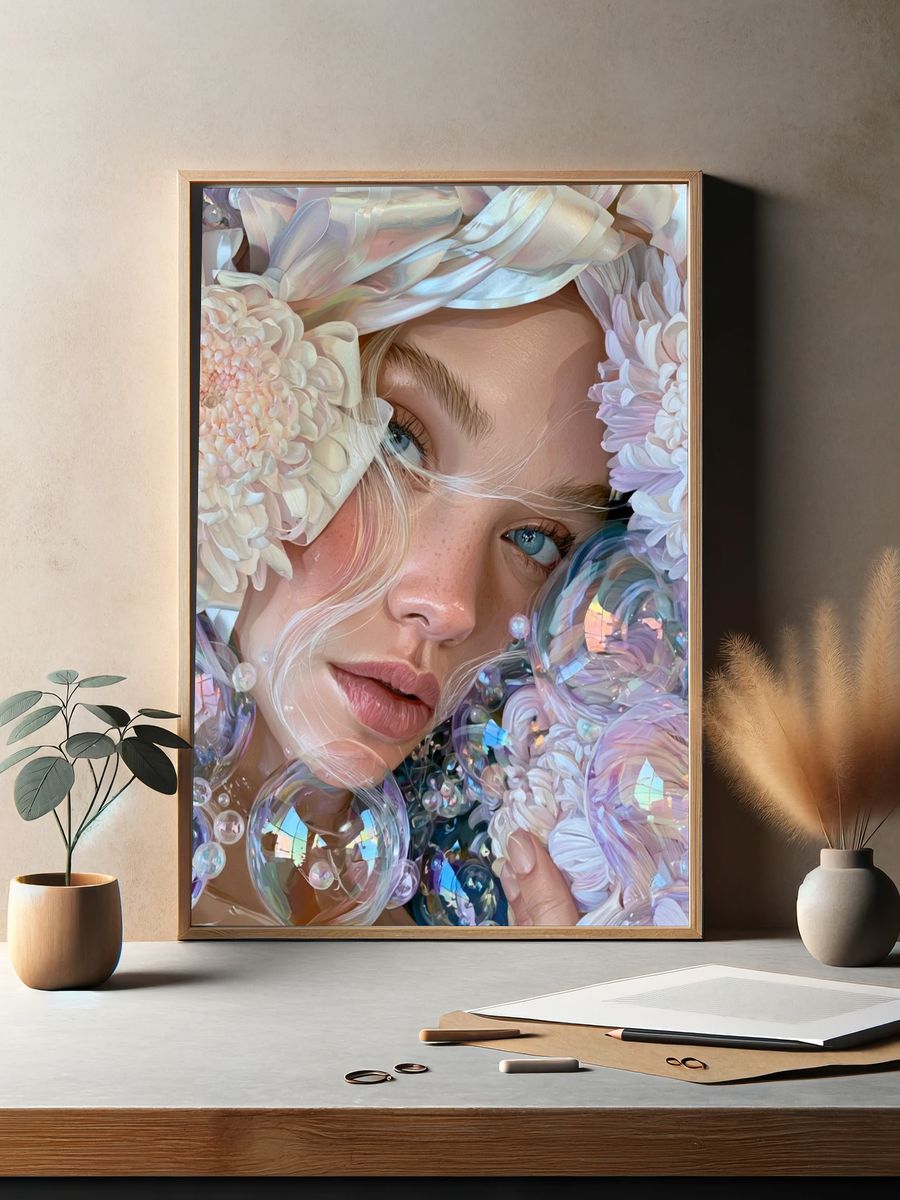 Dreamy Floral Portrait Print. — room view 2