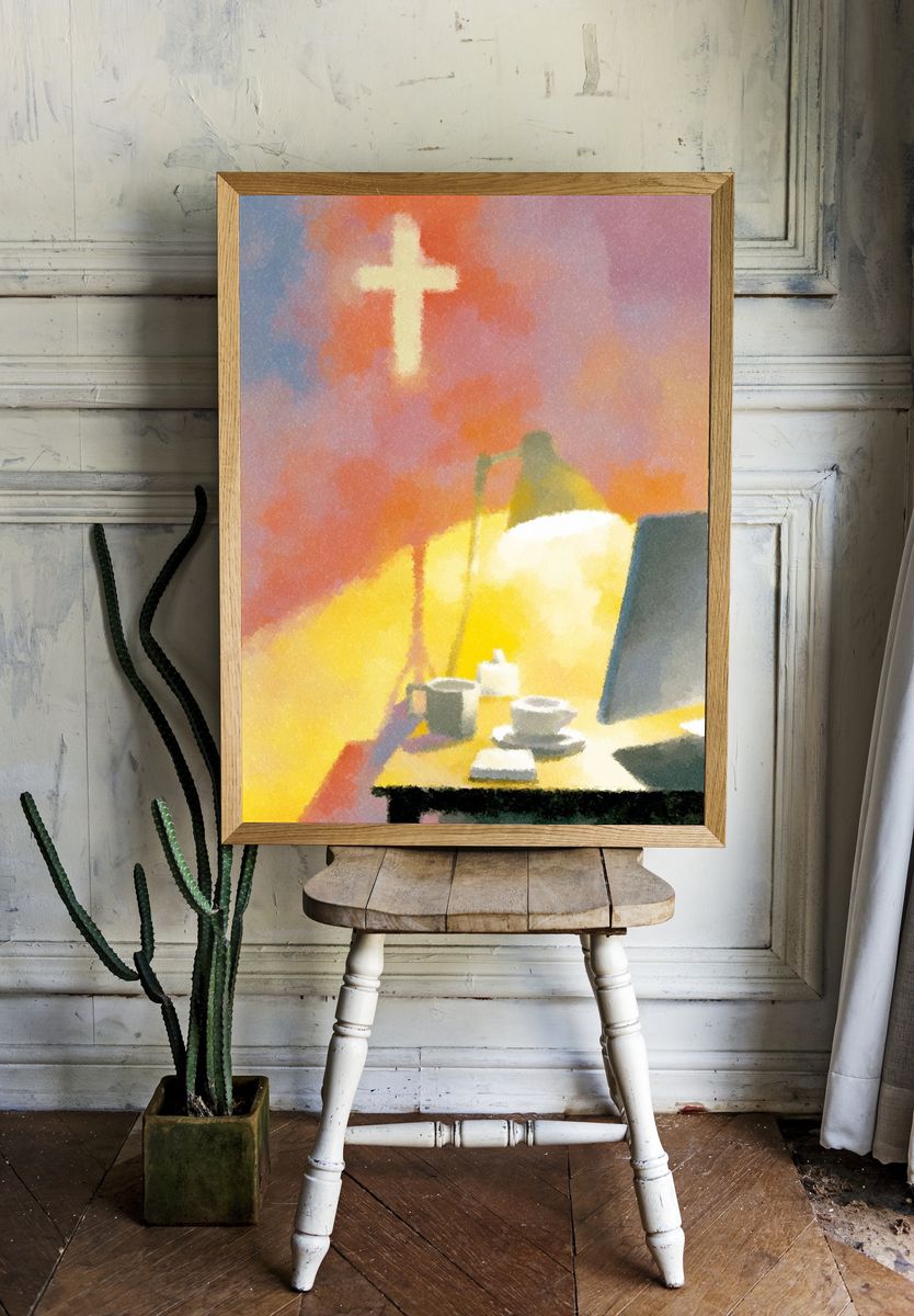 Prayer Desk Watercolor Print. — room view 1