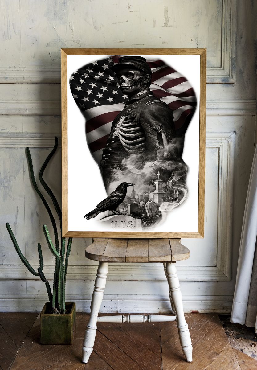 American Gothic Skull Poster. — room view 1