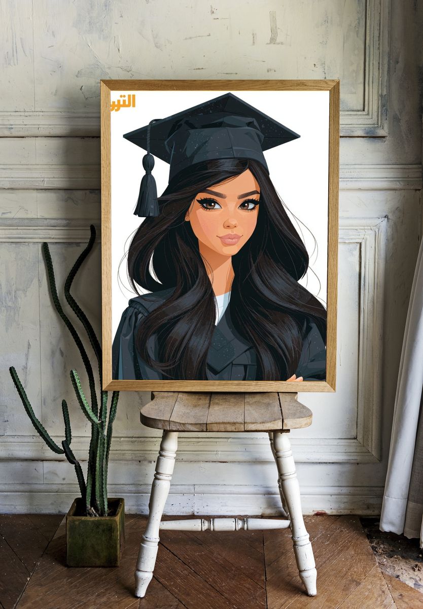 Cowgirl in Space Illustration Poster. — room view 1