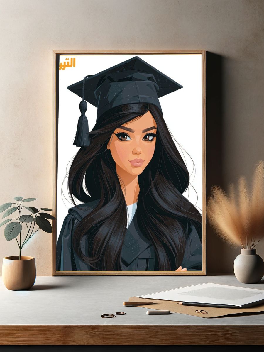 Cowgirl in Space Illustration Poster. — room view 2