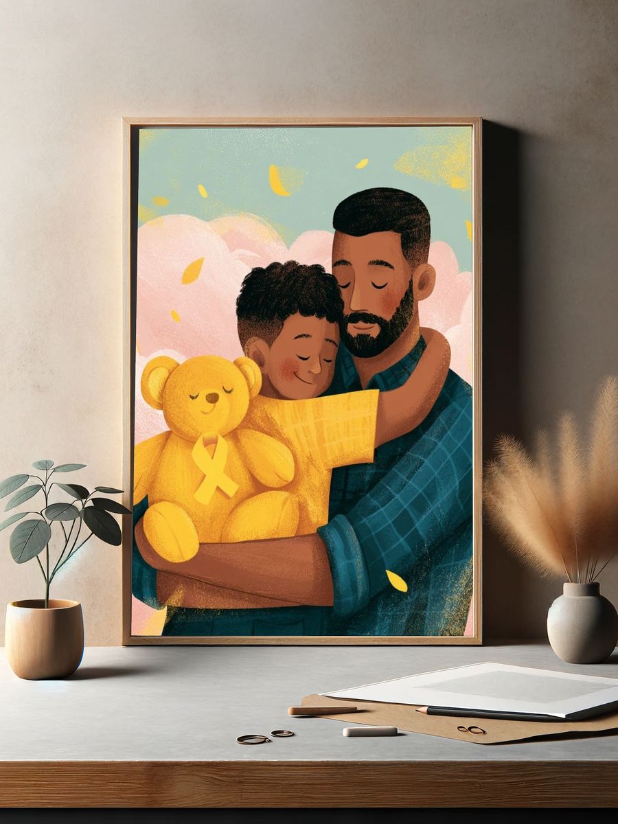 Tender Father and Child Illustration Poster. — room view 2