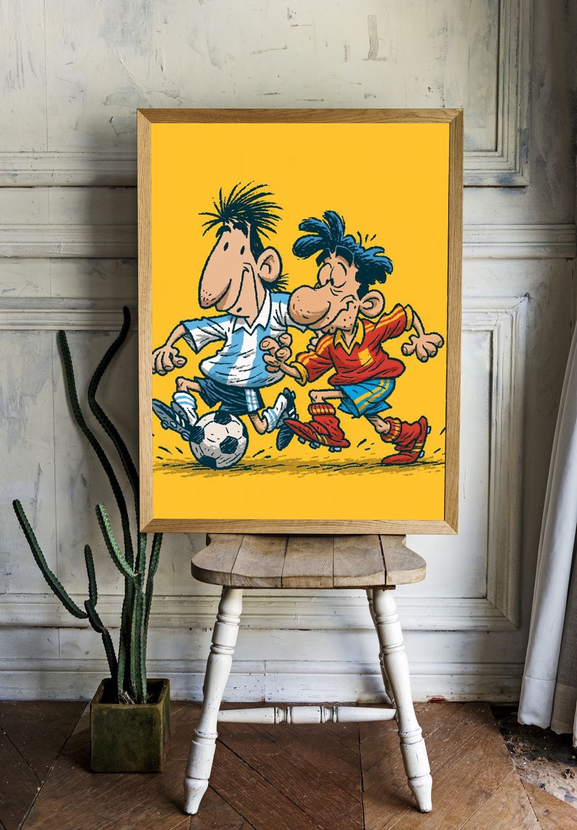Soccer Cartoon Illustration Poster. room preview