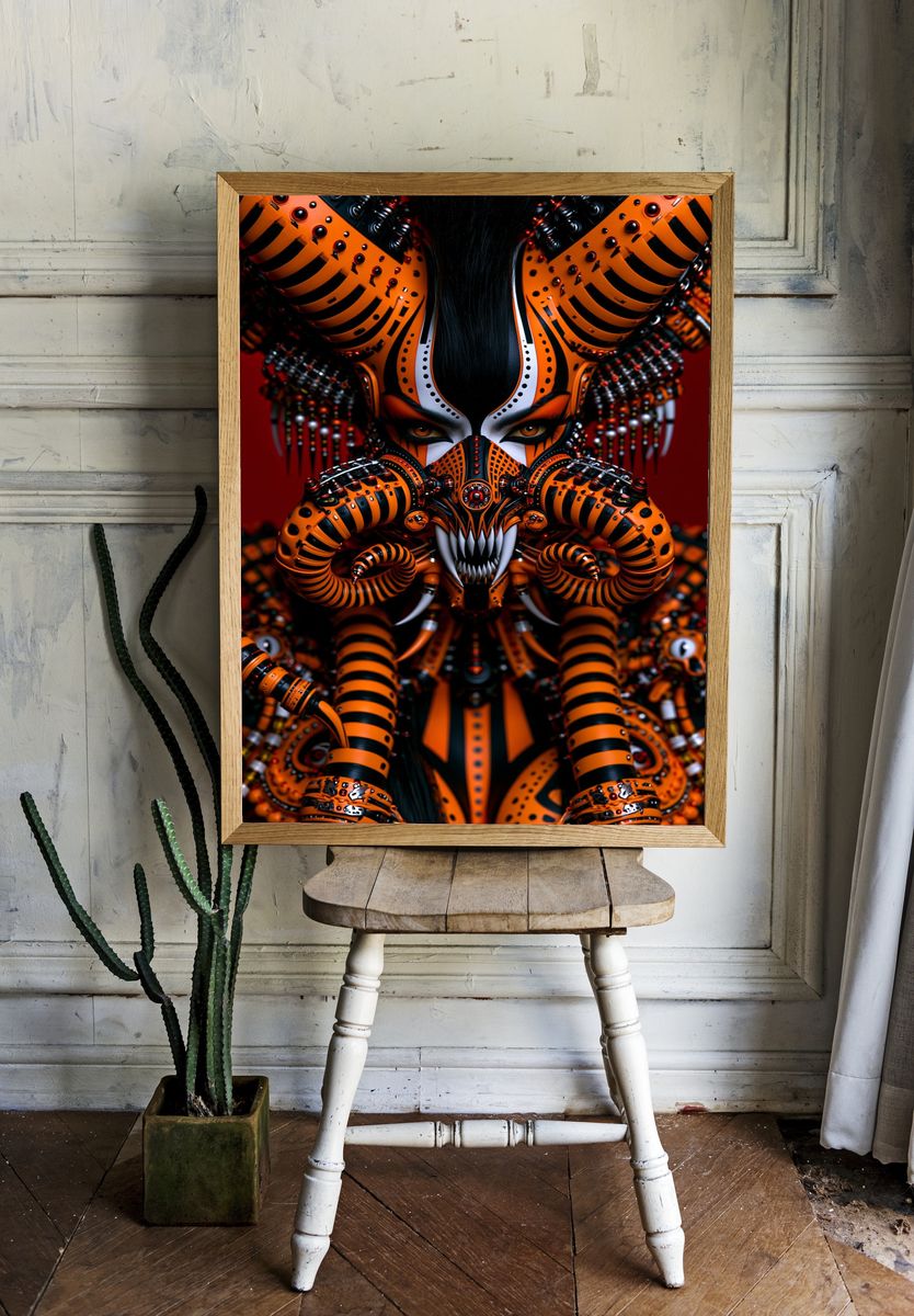 Cyberpunk Masked Warrior Print. room preview