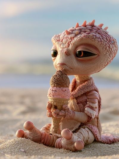 Cute Baby Dragon Ice Cream Poster. poster